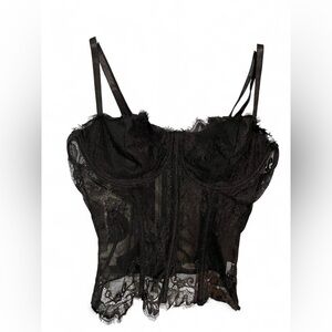 Sheer Black Lace Corset Top